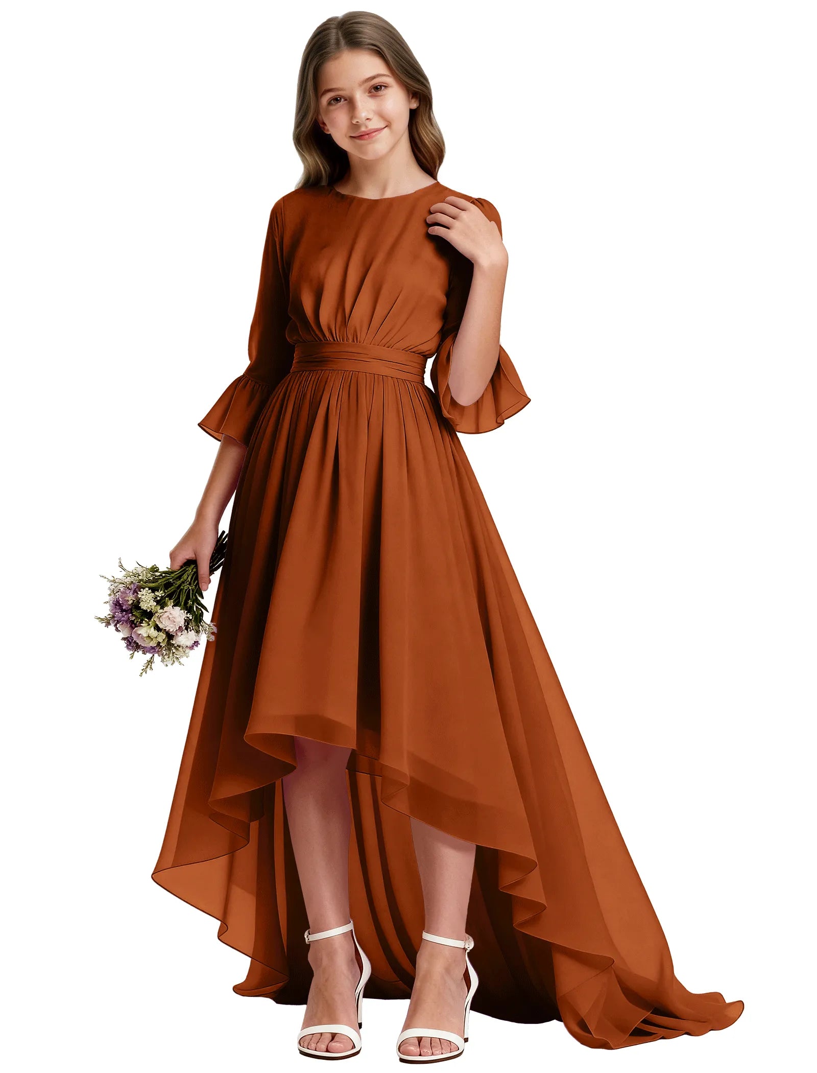 Elegant Junior High-Low Chiffon Dress