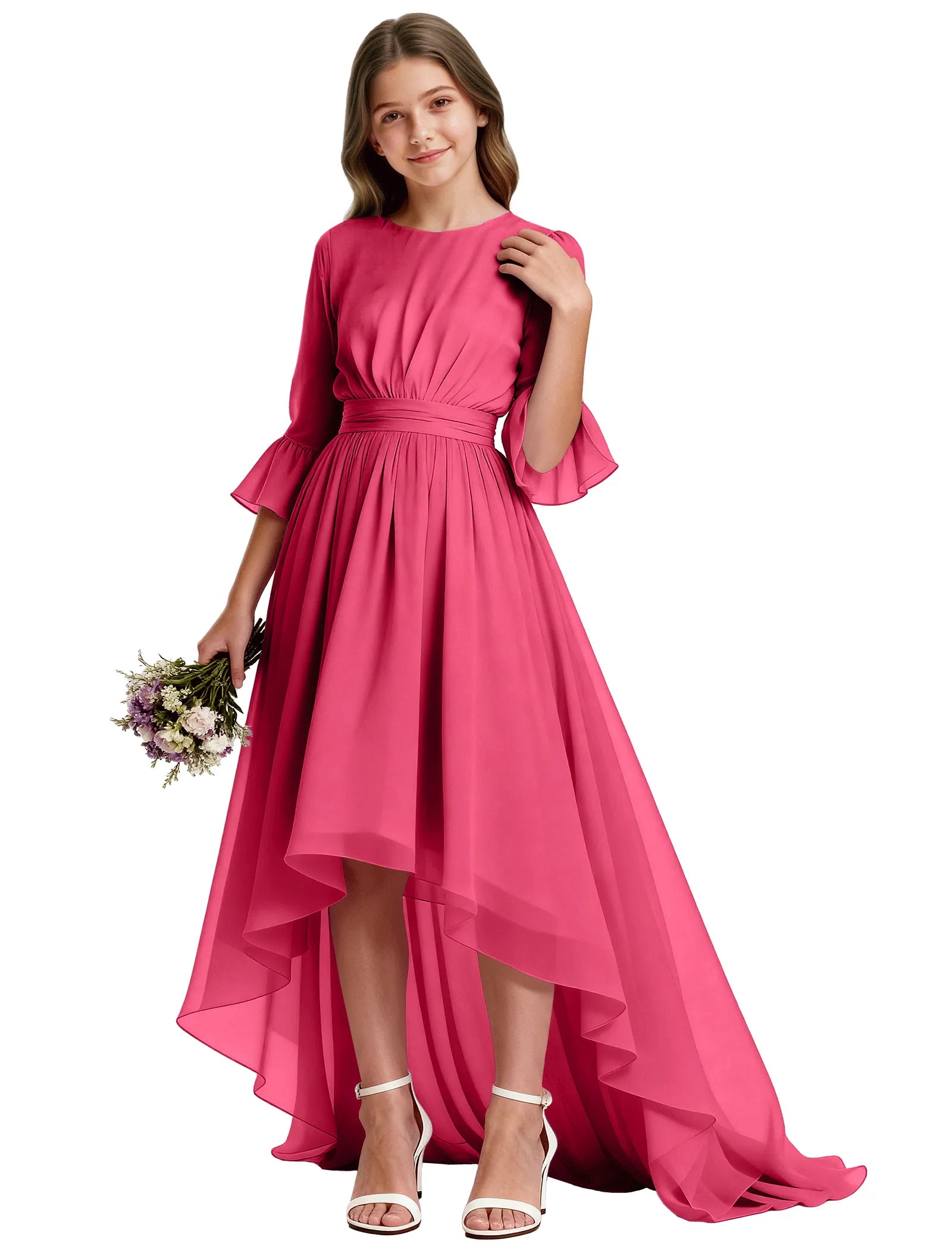 Elegant Junior High-Low Chiffon Dress