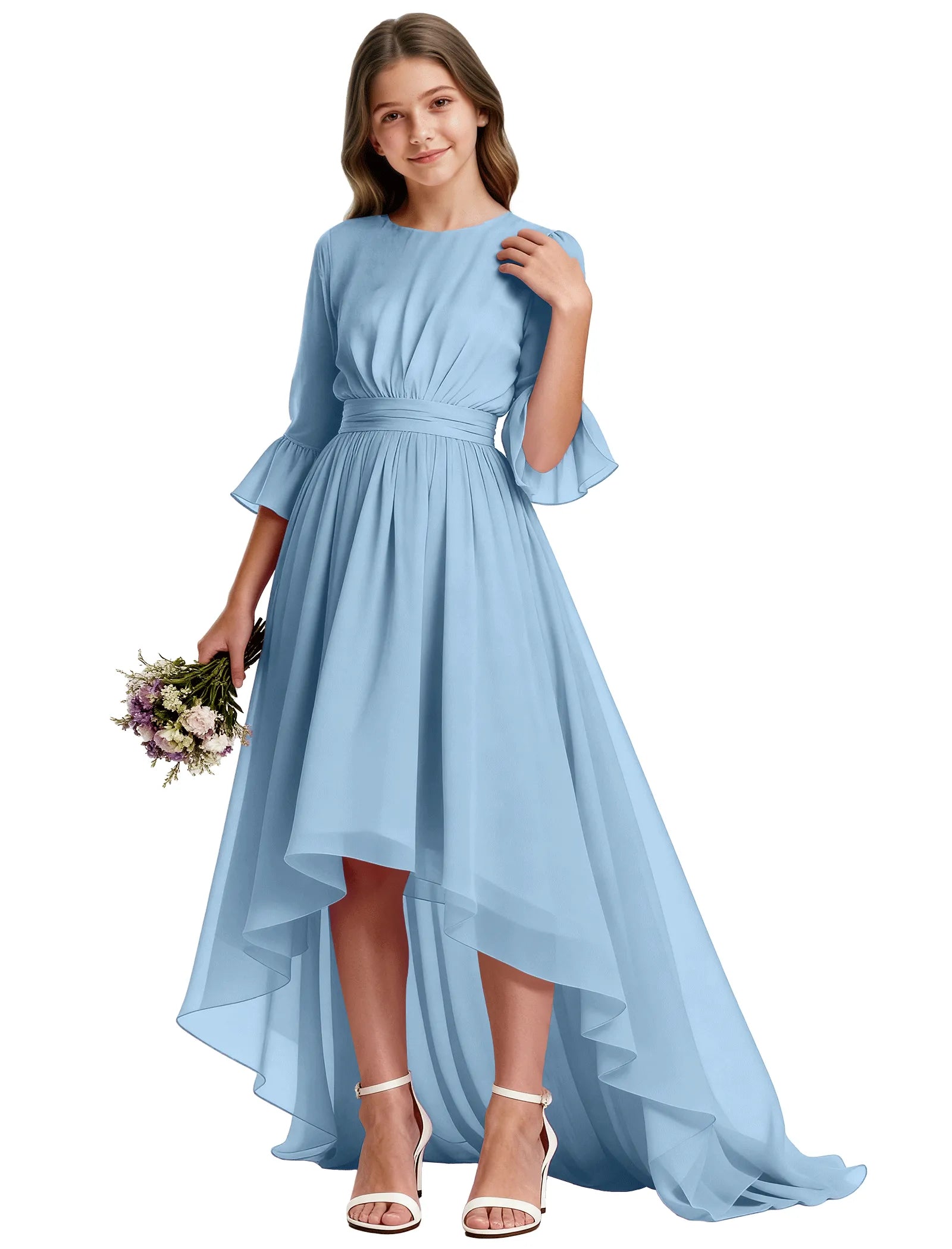 Elegant Junior High-Low Chiffon Dress