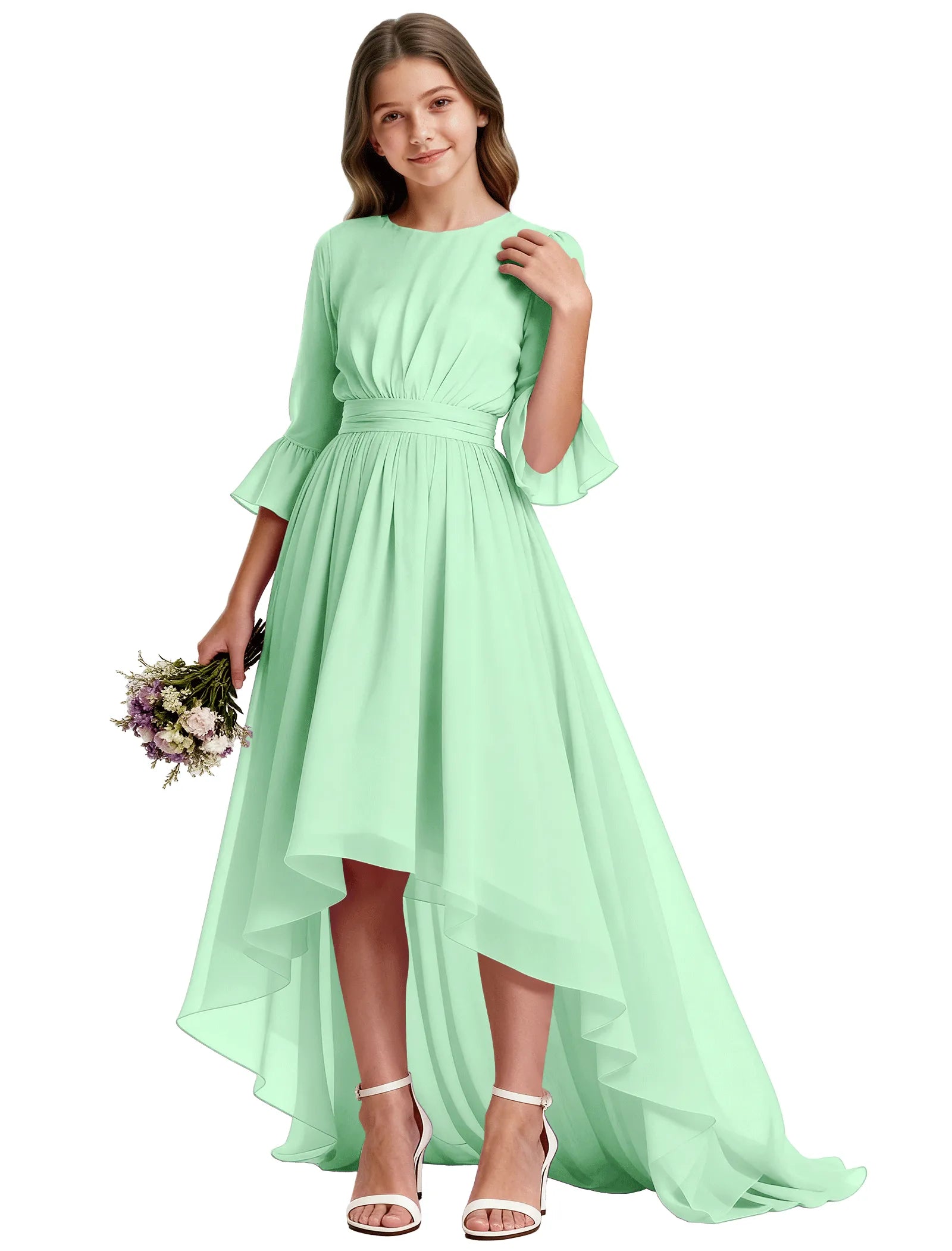 Elegant Junior High-Low Chiffon Dress