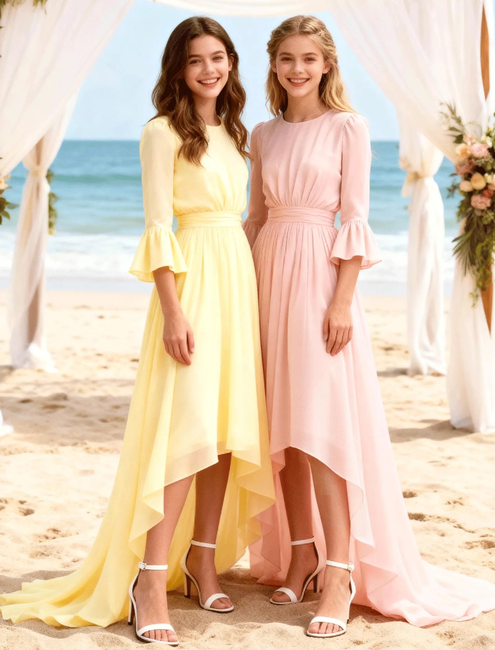 Elegant Junior High-Low Chiffon Dress