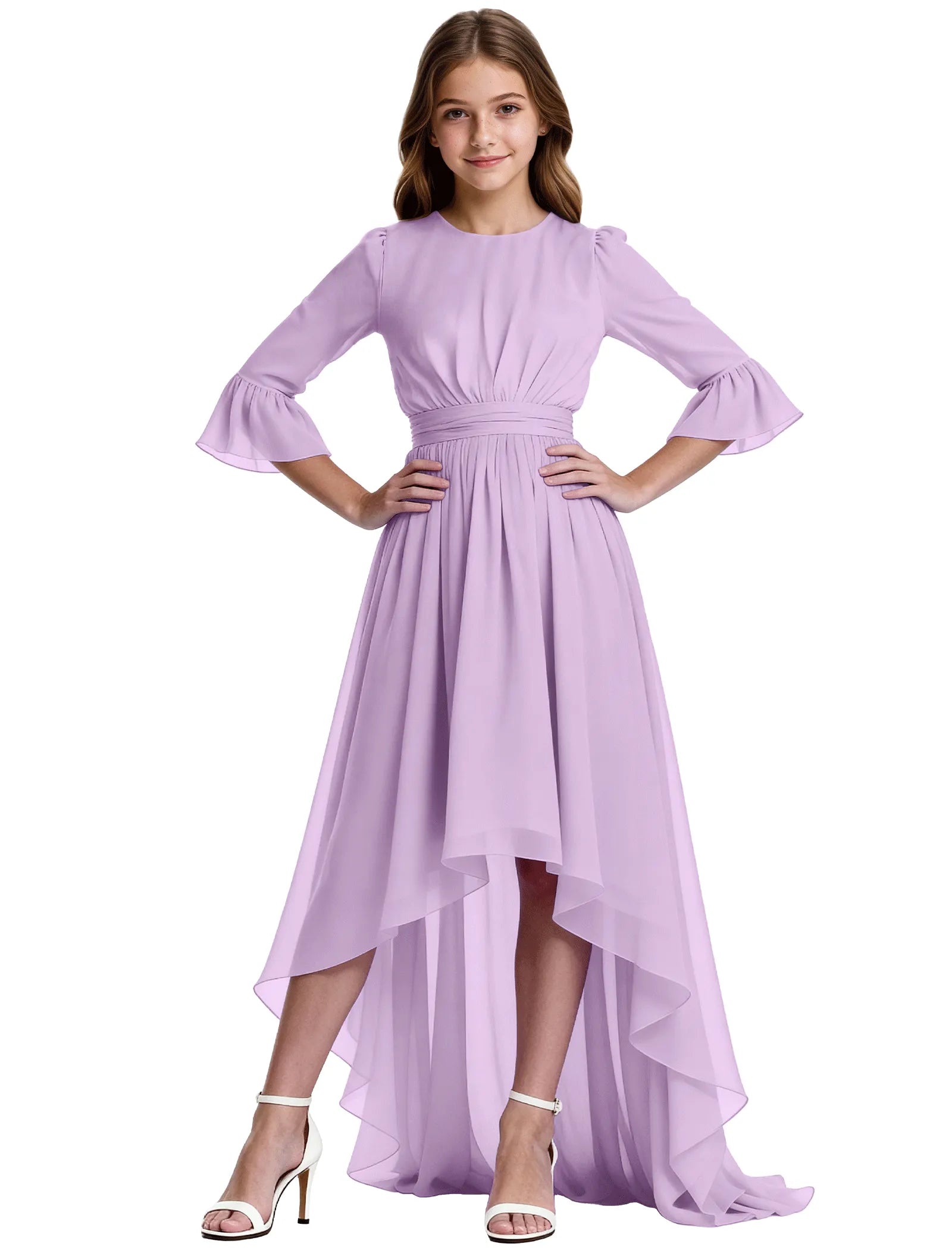 Elegant Junior High-Low Chiffon Dress