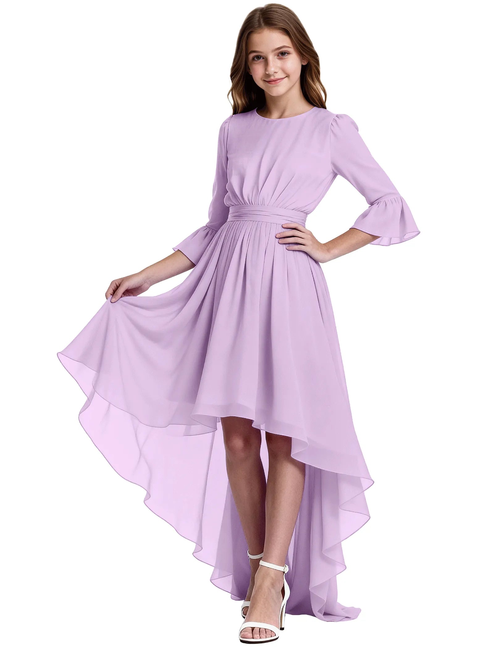 Elegant Junior High-Low Chiffon Dress