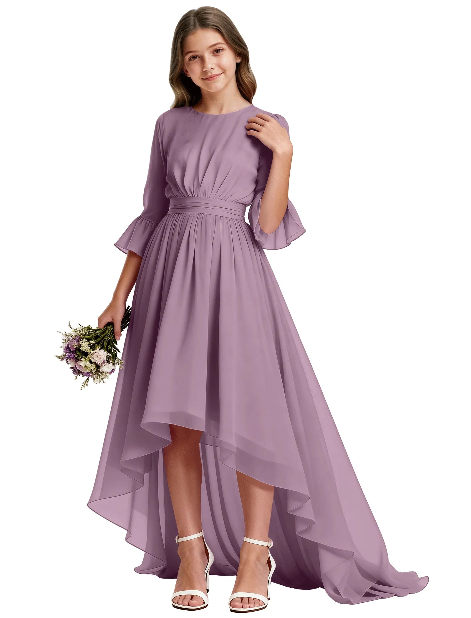 Elegant Junior High-Low Chiffon Dress