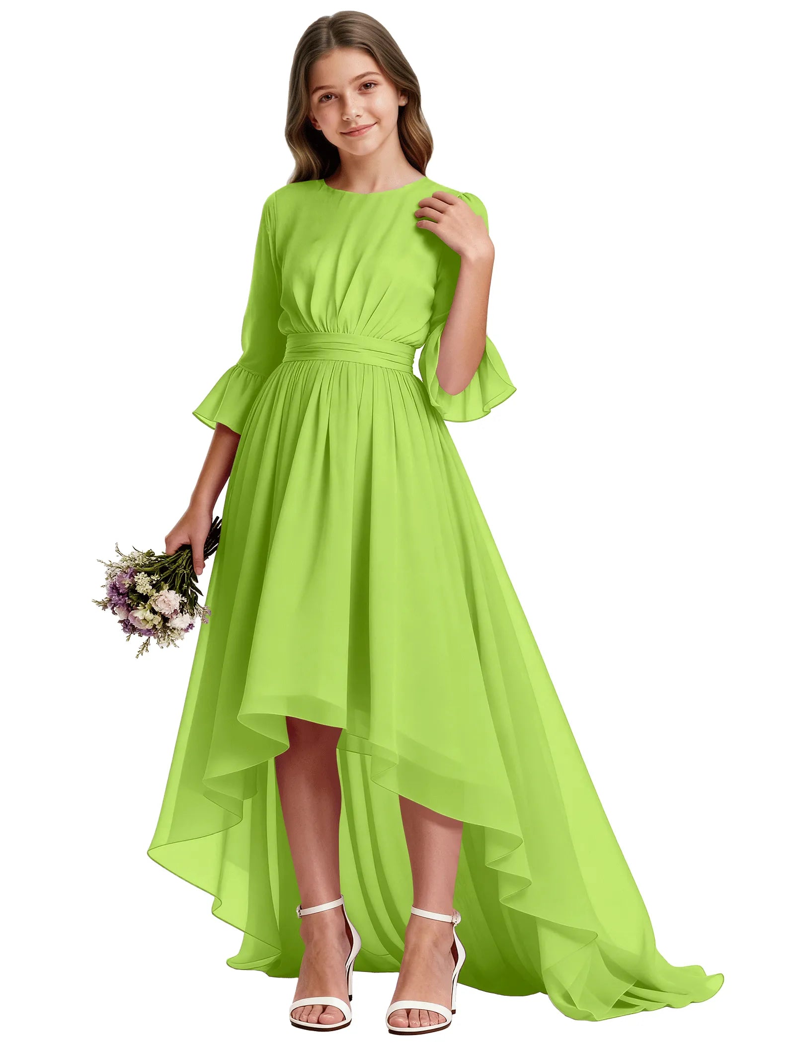 Elegant Junior High-Low Chiffon Dress