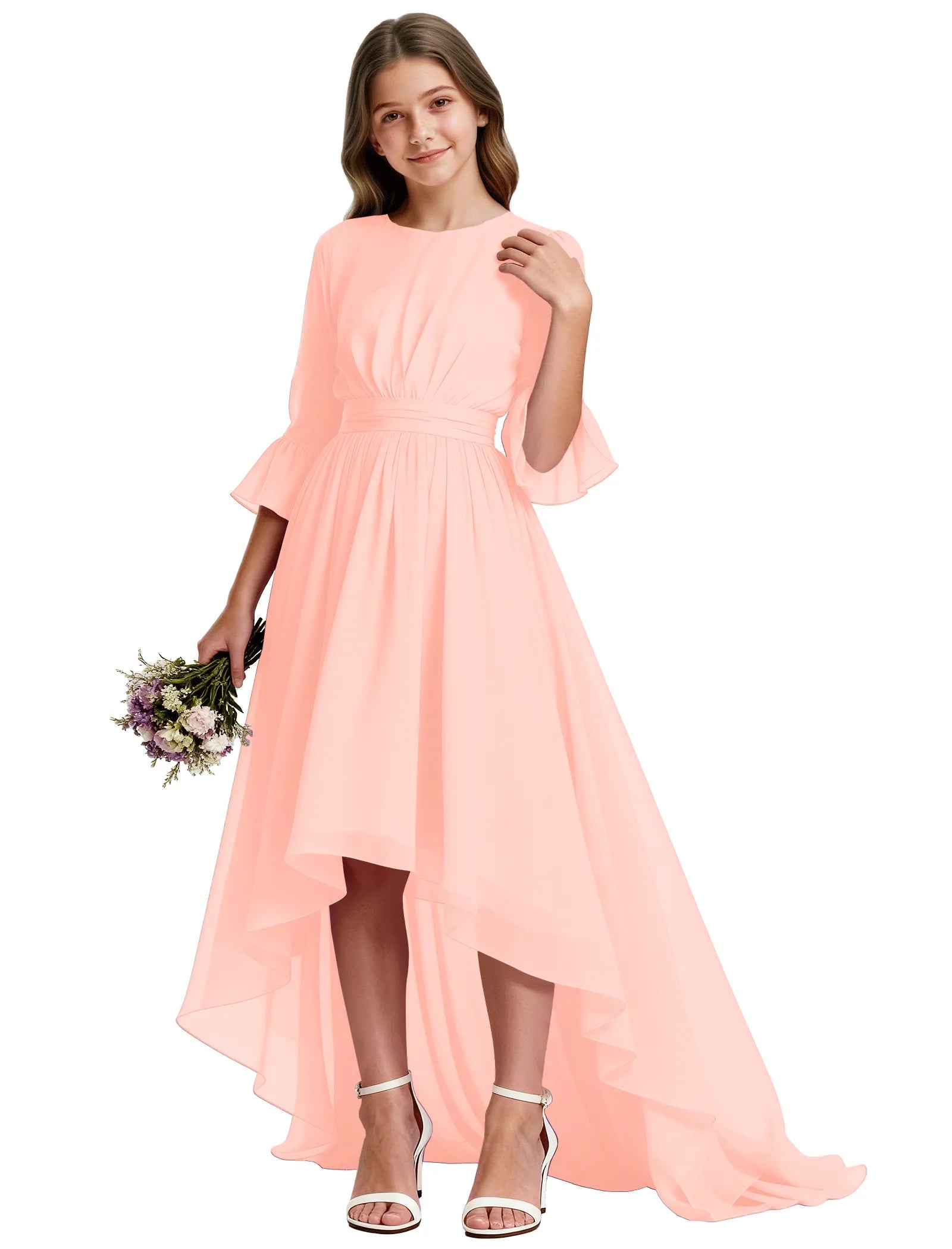 Elegant Junior High-Low Chiffon Dress