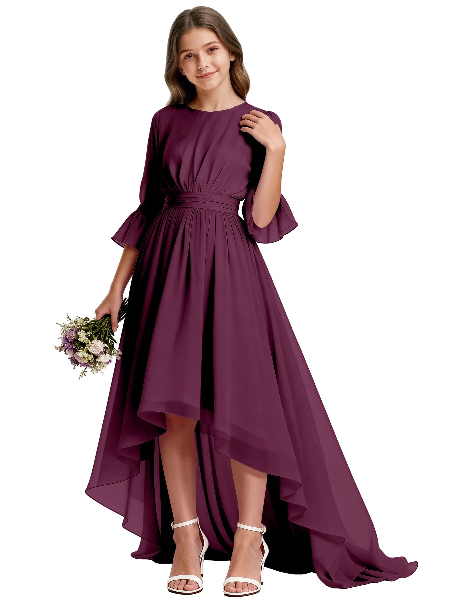Elegant Junior High-Low Chiffon Dress