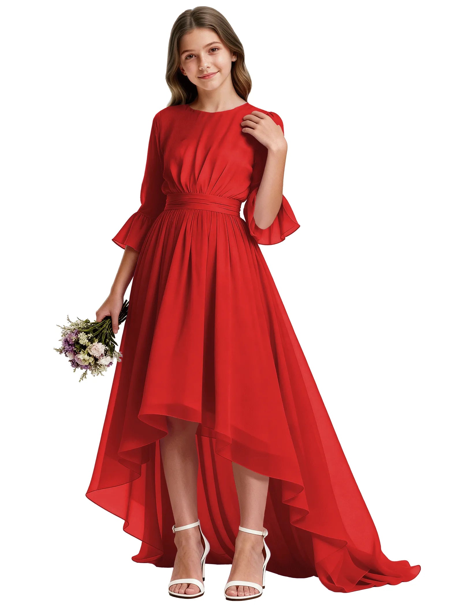 Elegant Junior High-Low Chiffon Dress