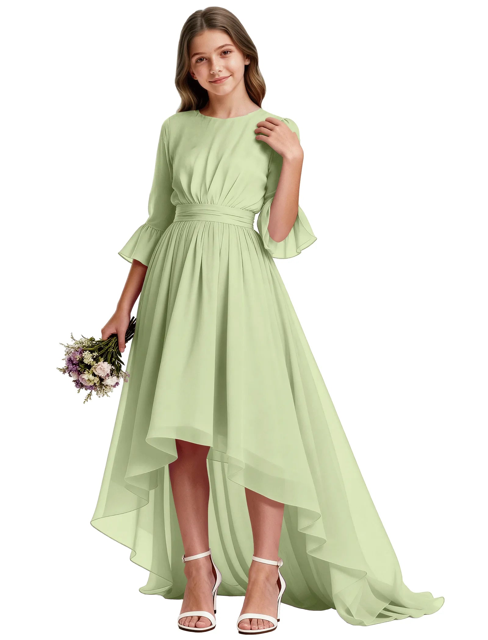 Elegant Junior High-Low Chiffon Dress