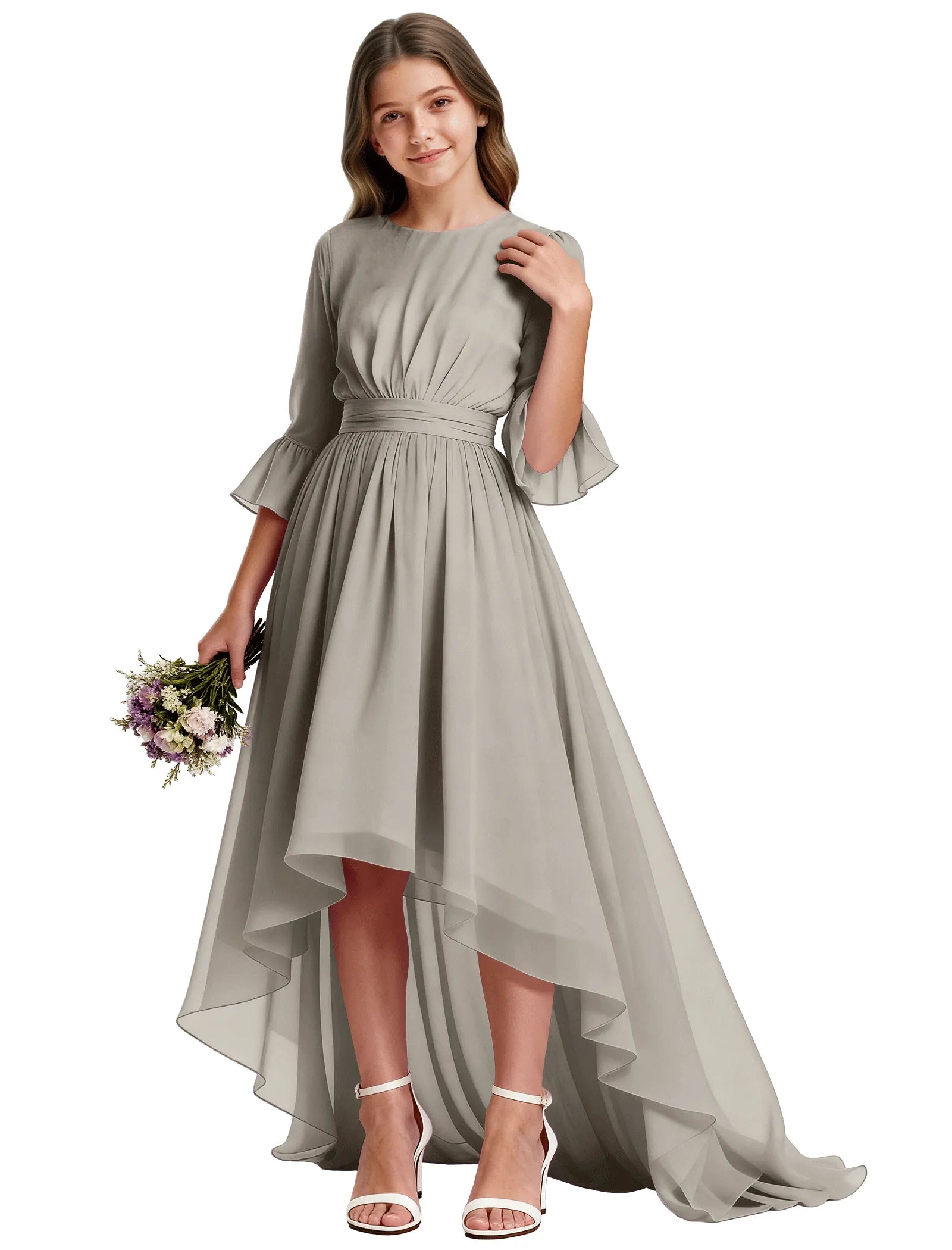 Elegant Junior High-Low Chiffon Dress