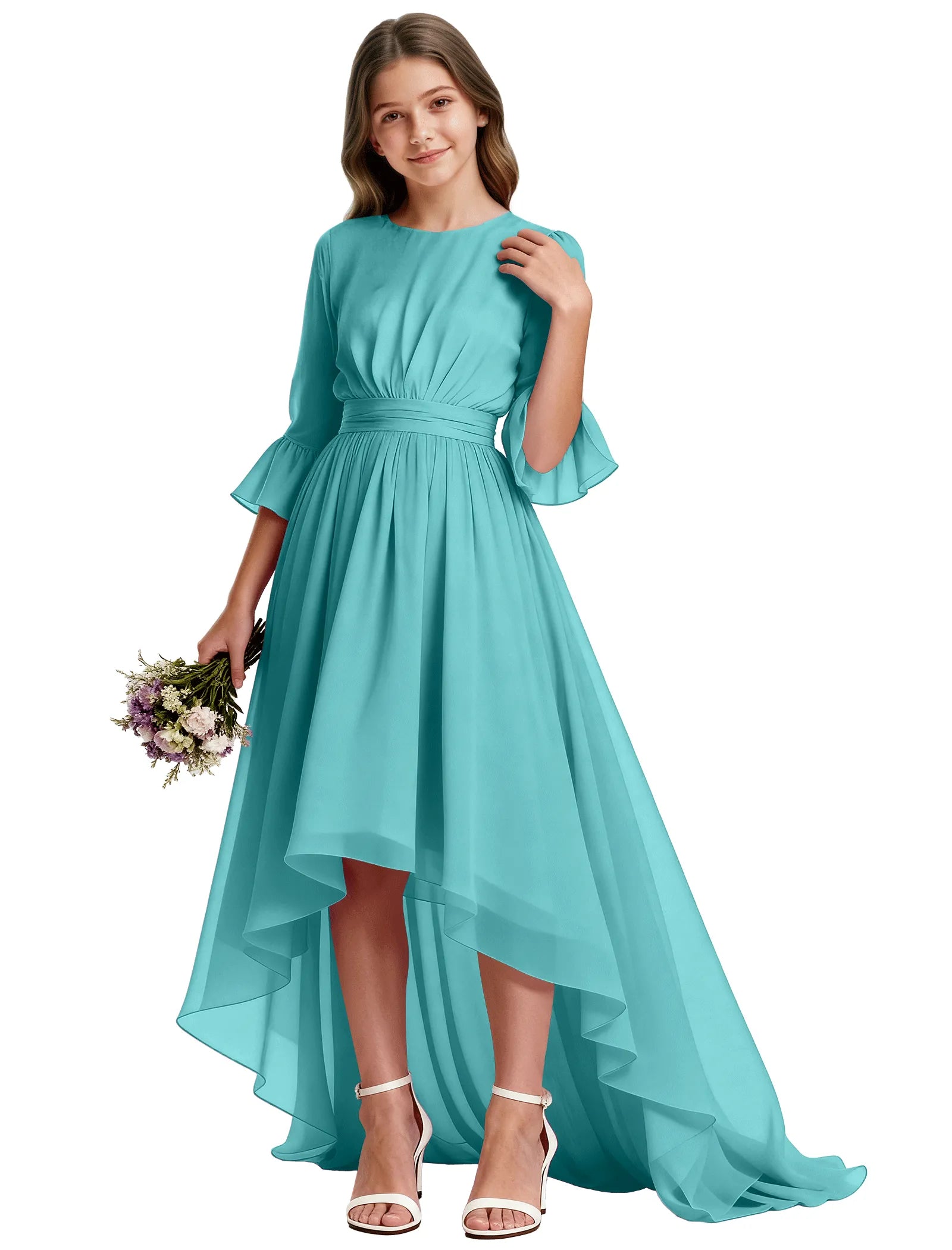 Elegant Junior High-Low Chiffon Dress