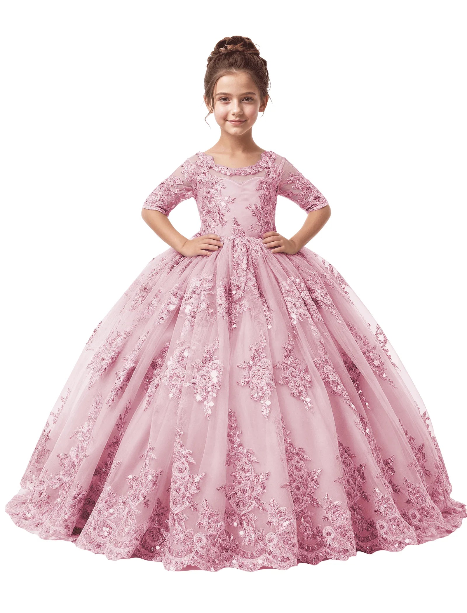 Vestido de princesa sin mangas de encaje