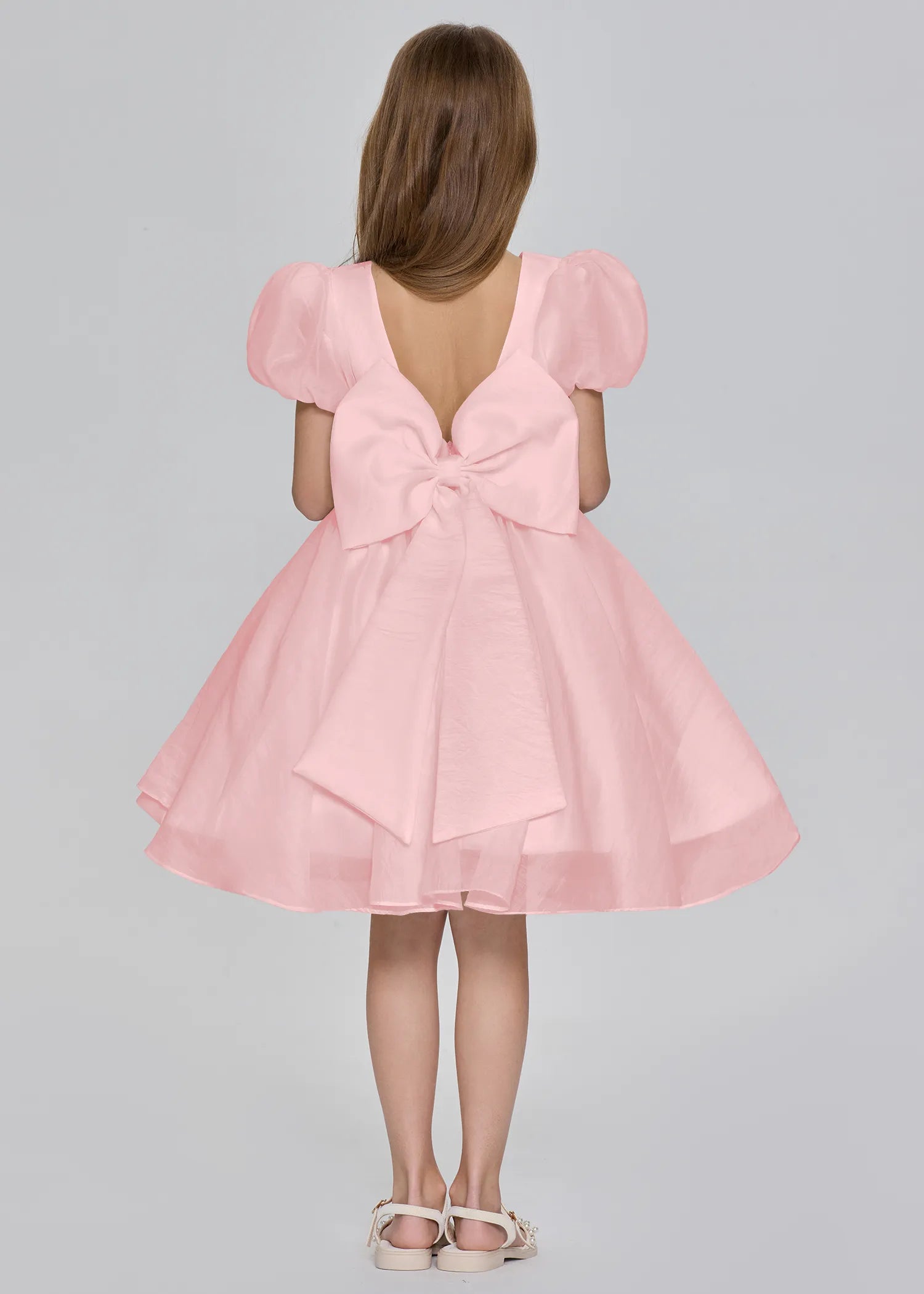 Puff Sleeve Princess Flower Girl Dress
