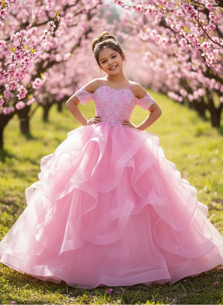 junior princess dresses Princess Junior Bridesmaid Dresses,Ruffled Girl Dress,Ball Gown Flower Girl Dress,JB00013, J6 / Purple