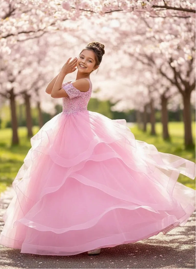 Layered Tulle Flower Girl Gown