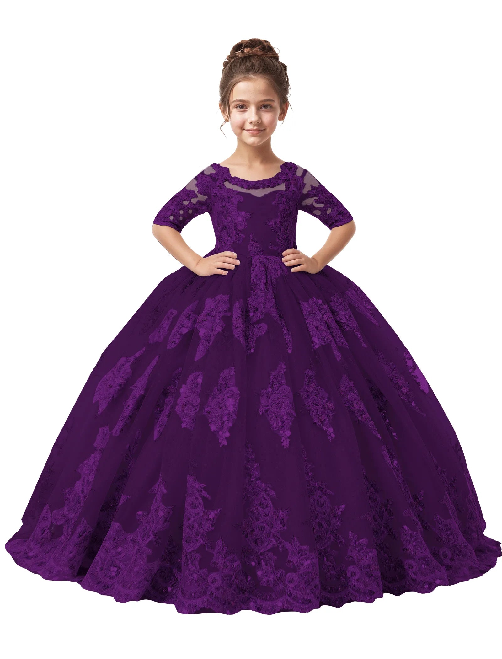 Vestido de princesa sin mangas de encaje
