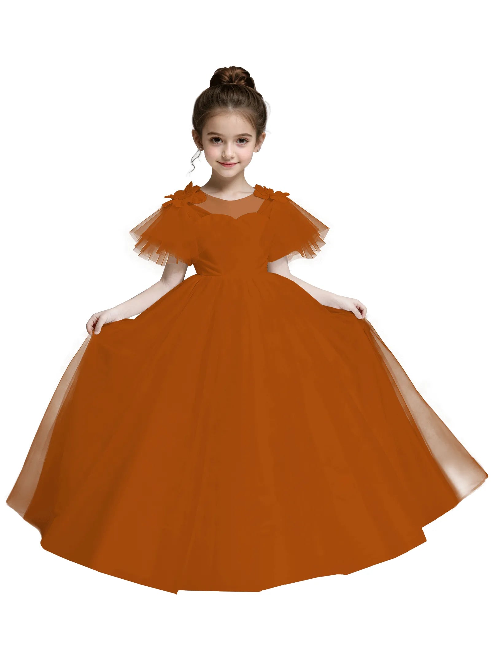 Tulle Flower Girl Dress with Flutter Sleeves