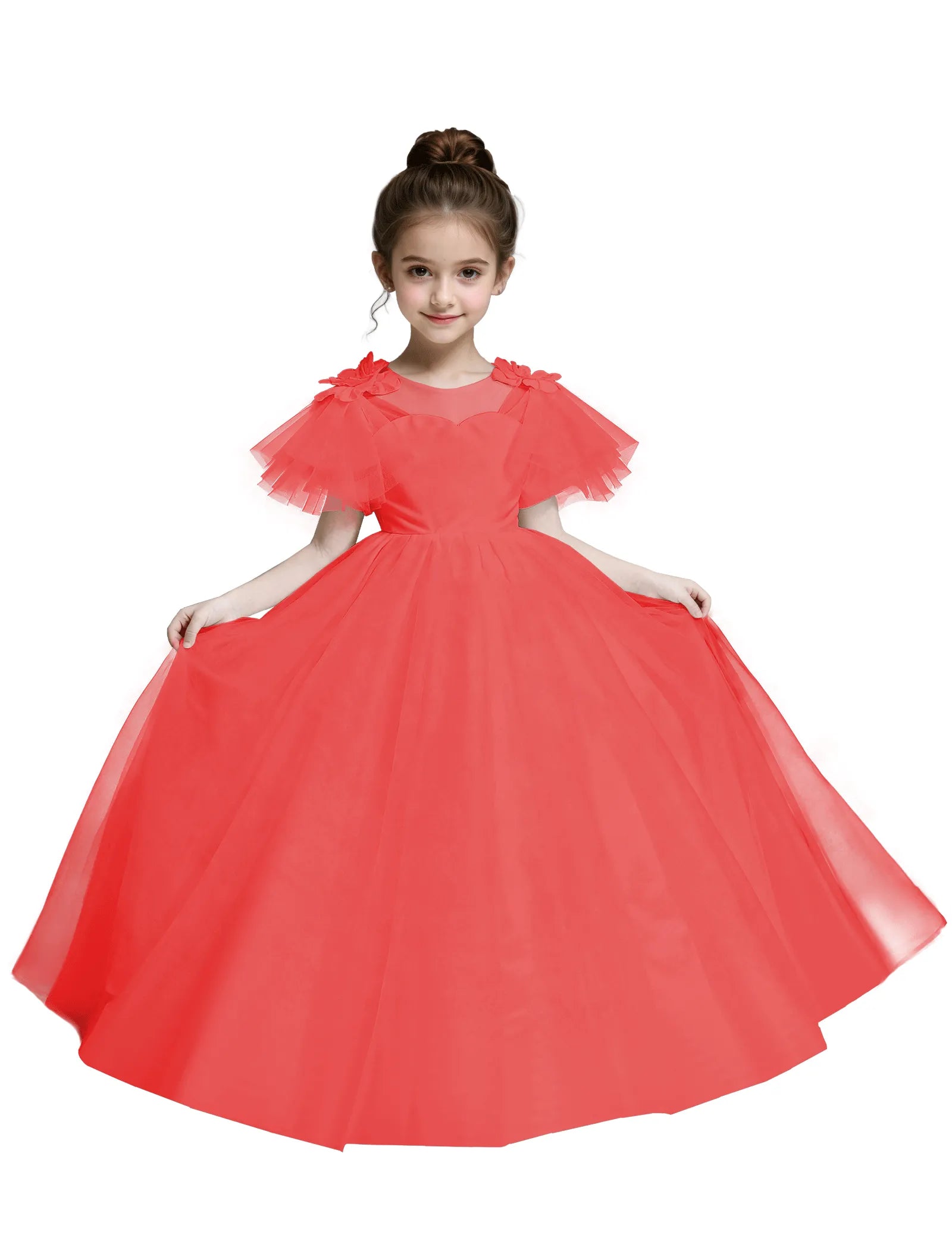 Tulle Flower Girl Dress with Flutter Sleeves