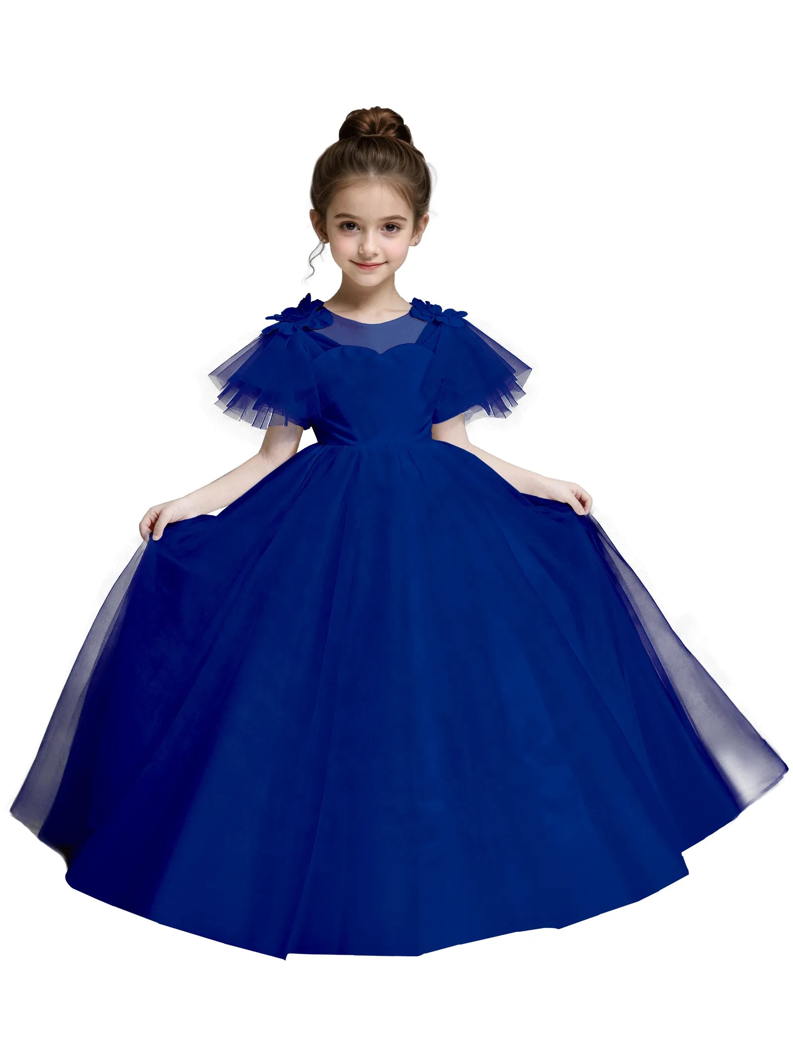 Tulle Flower Girl Dress with Flutter Sleeves
