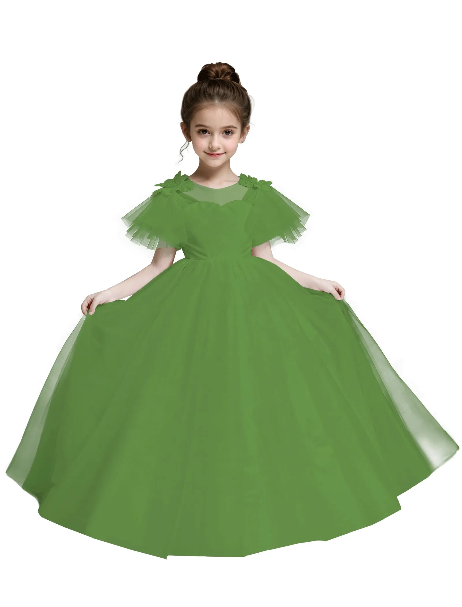 Tulle Flower Girl Dress with Flutter Sleeves