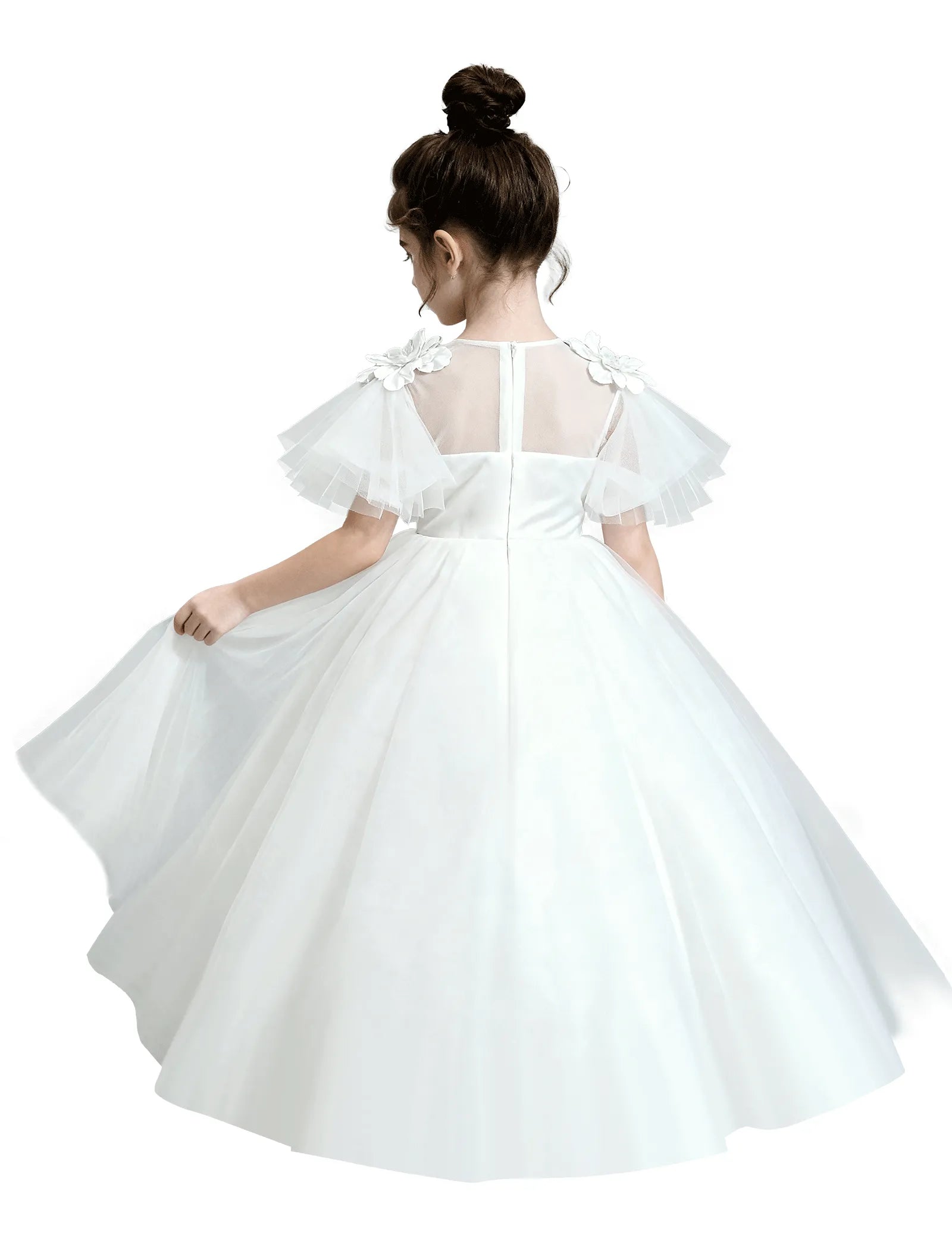 Tulle Flower Girl Dress with Flutter Sleeves