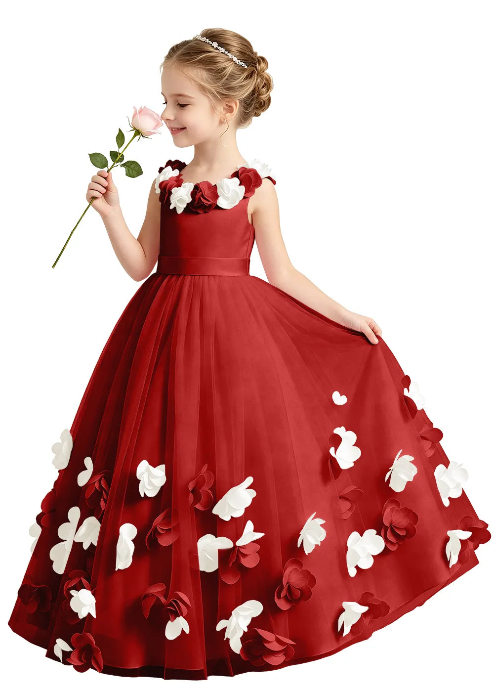 3D Floral Appliqué Tulle Princess Dress