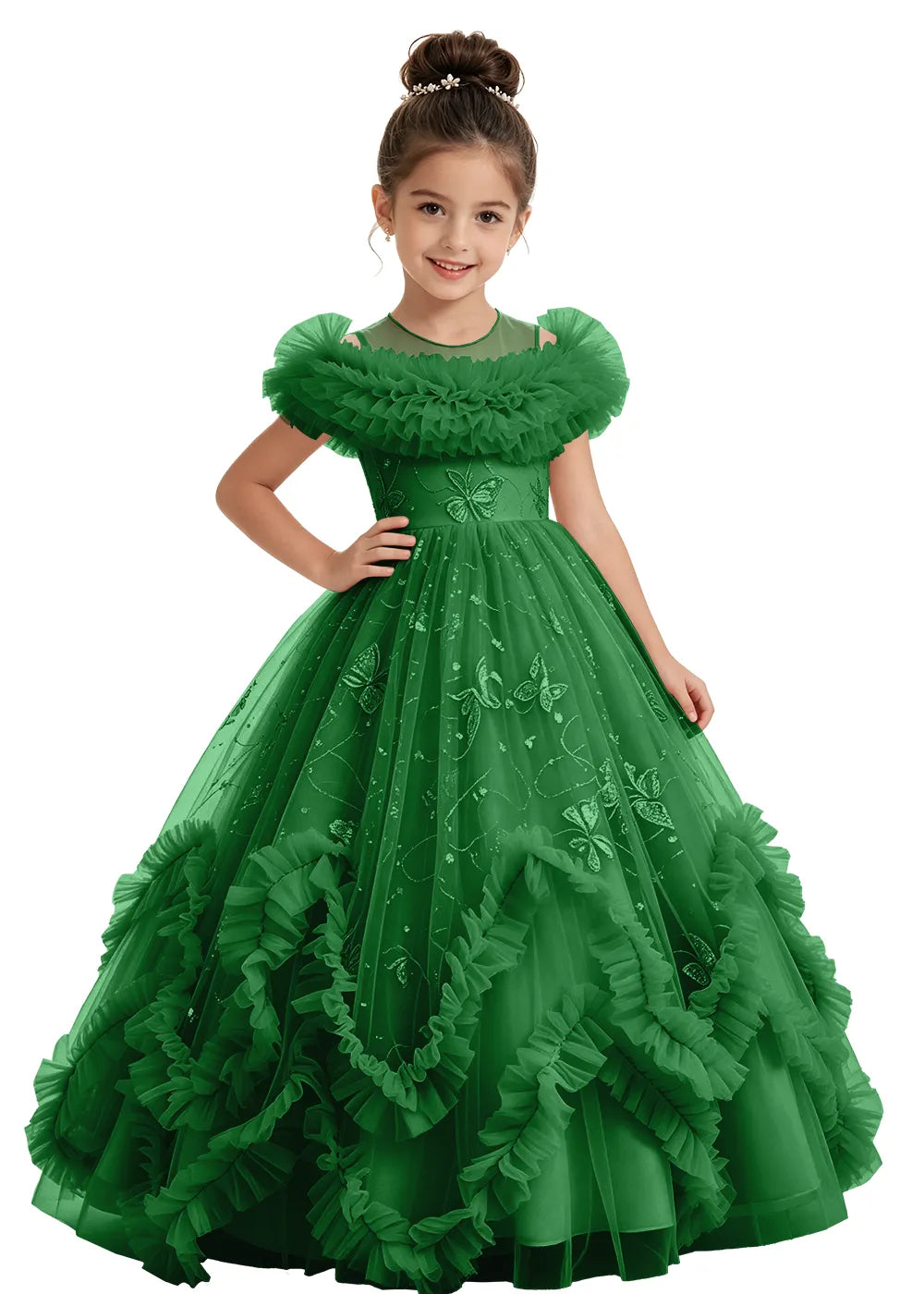 Butterfly Ruffle Tulle Girls Princess Dress