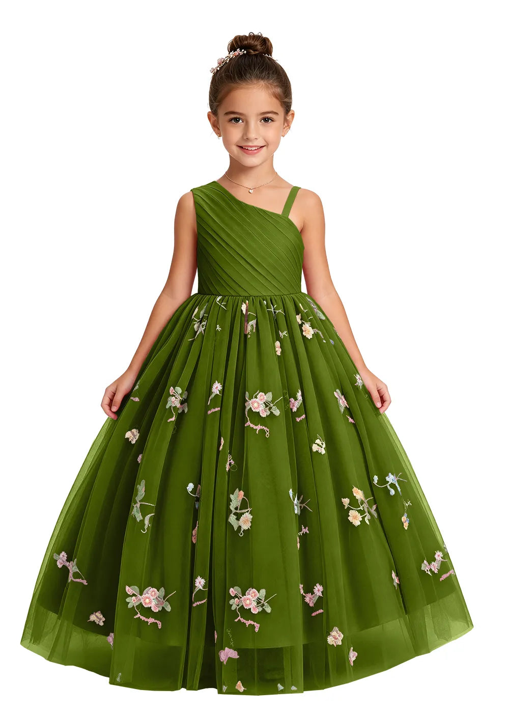 Asymmetric Pleated Girls Princess Dress