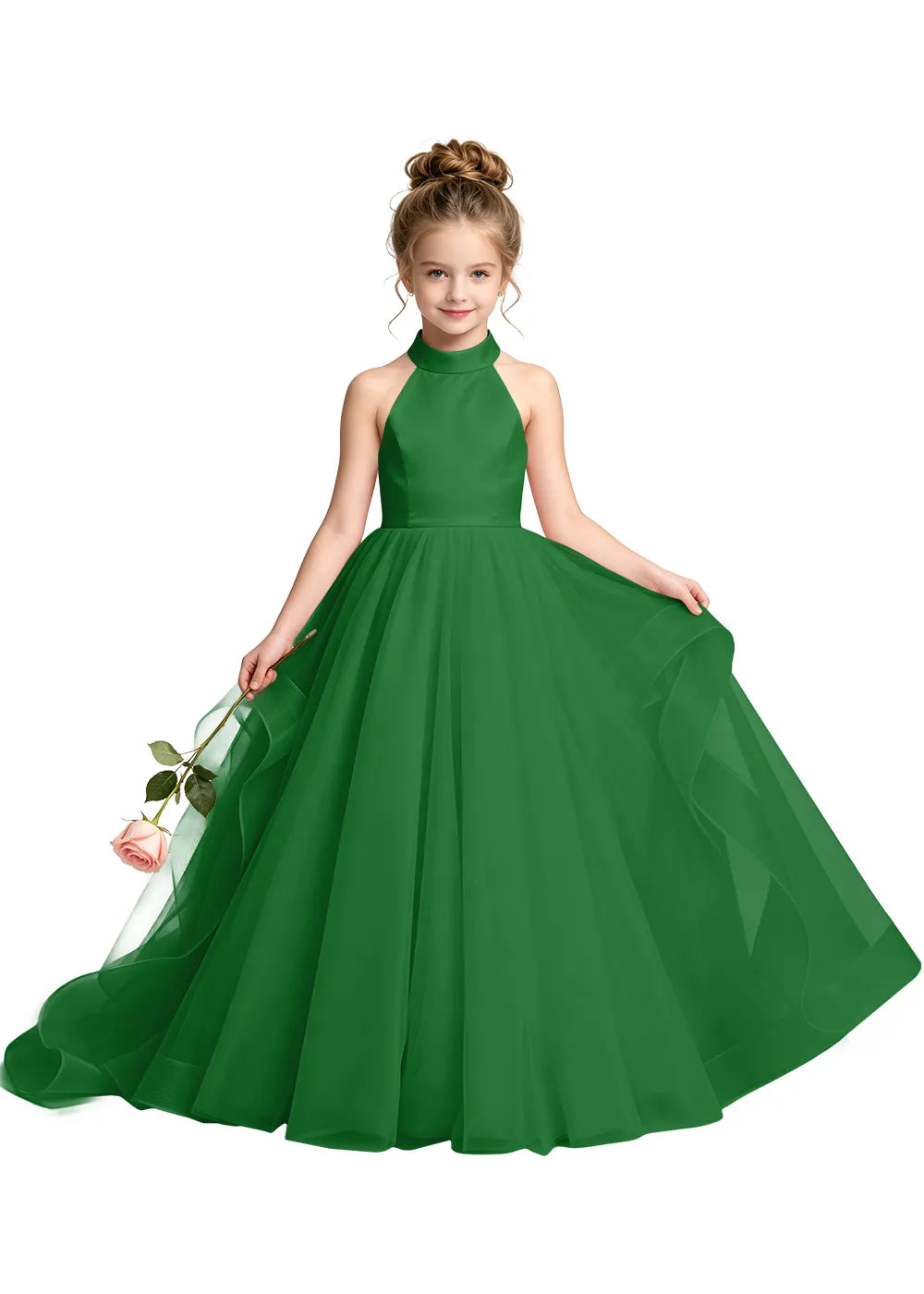 Satin Bodice Tulle Junior Bridesmaid Dress