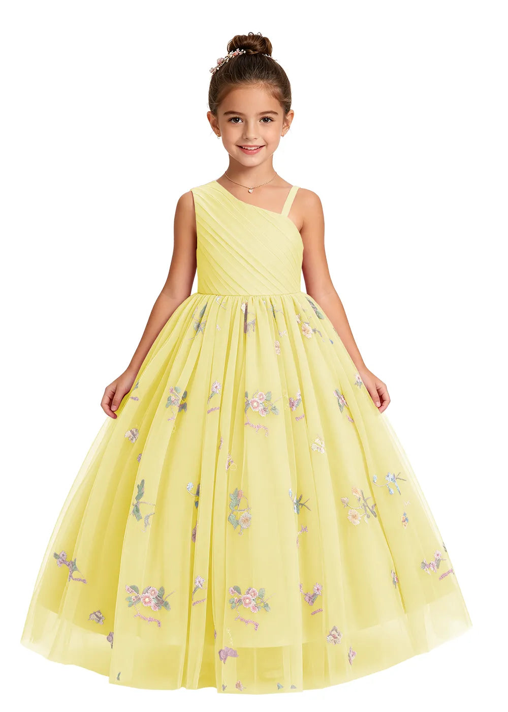 Asymmetric Pleated Girls Princess Dress