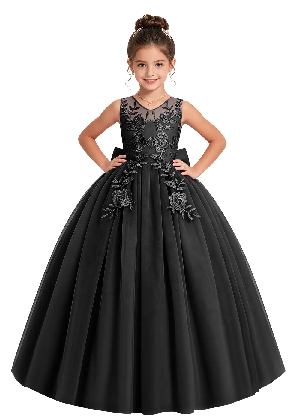 Floral Embroidered Flower Girl Dress