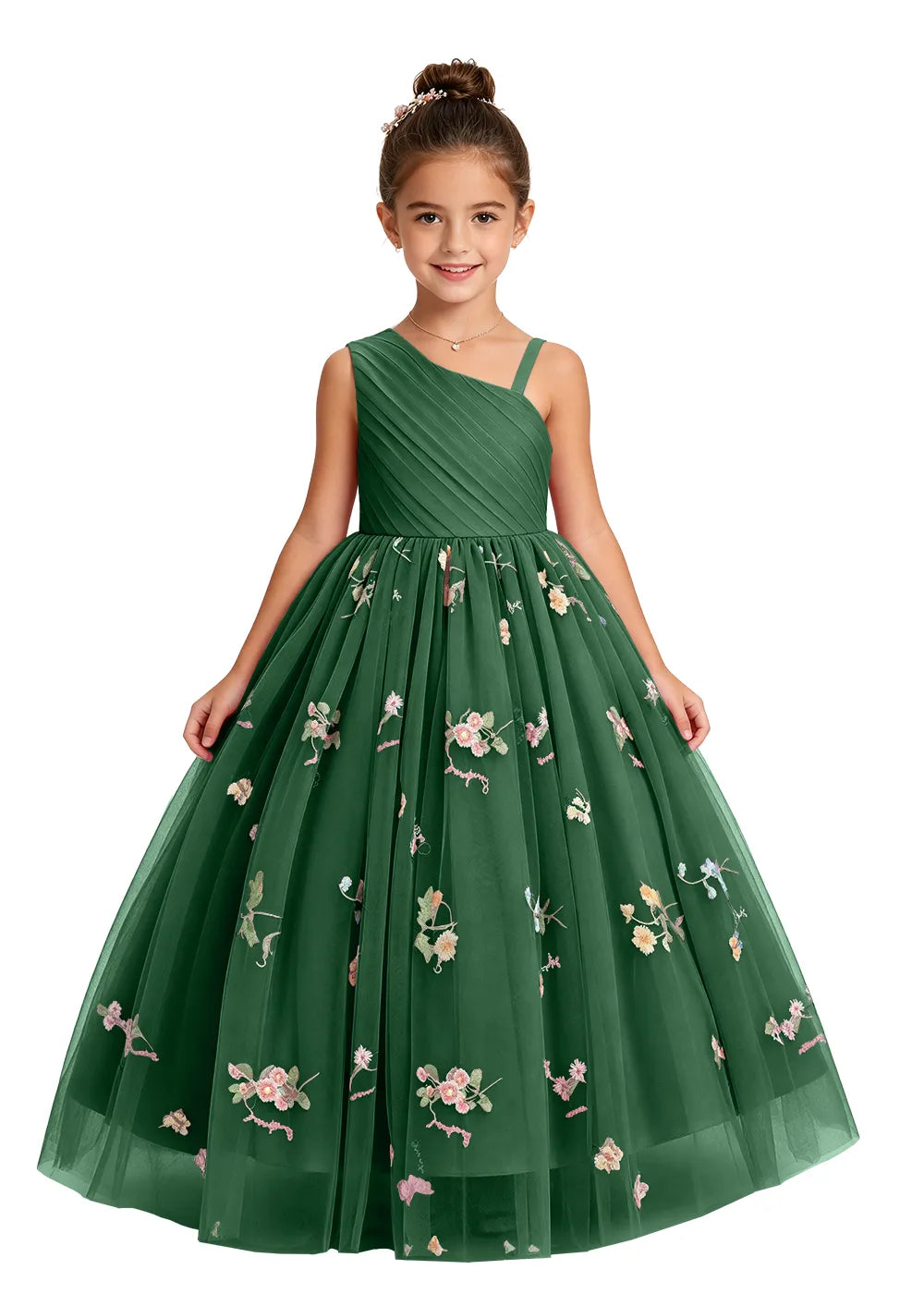 Asymmetric Pleated Girls Princess Dress