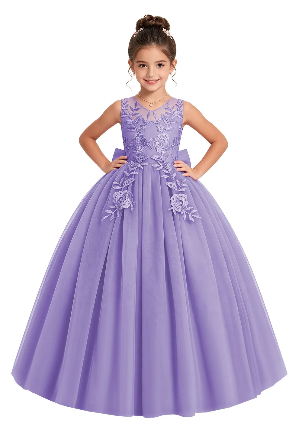 Floral Embroidered Flower Girl Dress