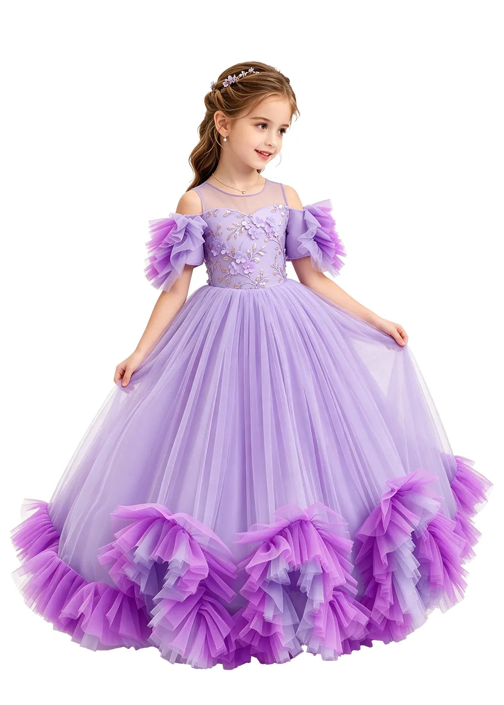 Ruffle Tulle Flower Girl Dress