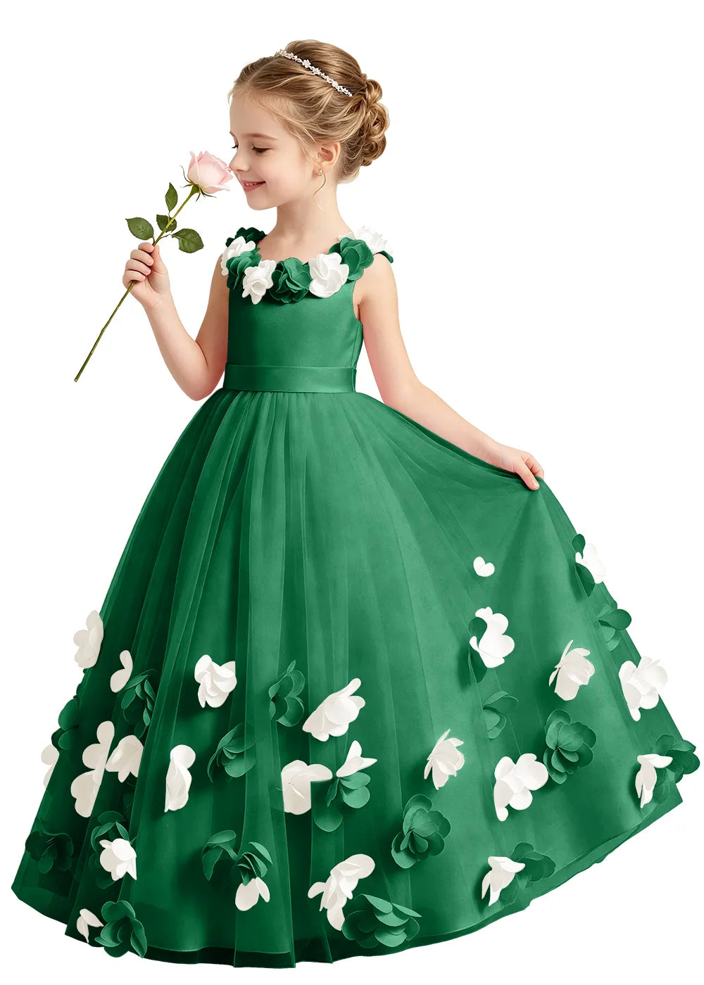 3D Floral Appliqué Tulle Princess Dress