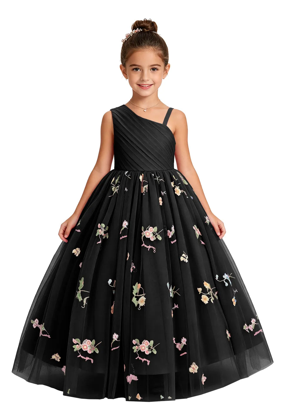 Asymmetric Pleated Girls Princess Dress