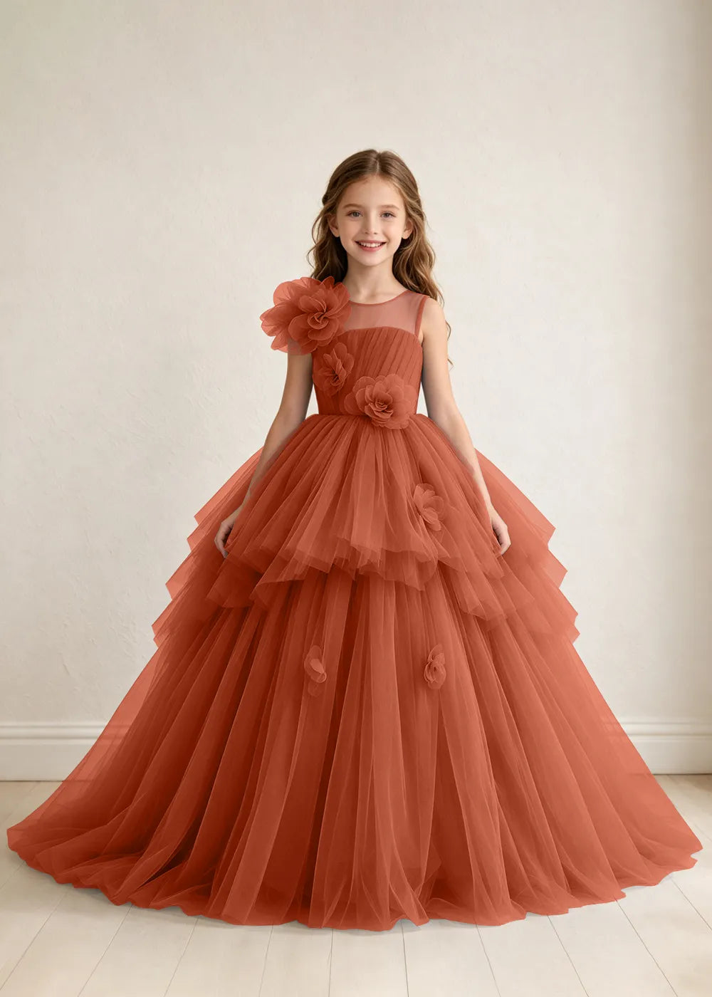 Vestido de princesa sin mangas de encaje
