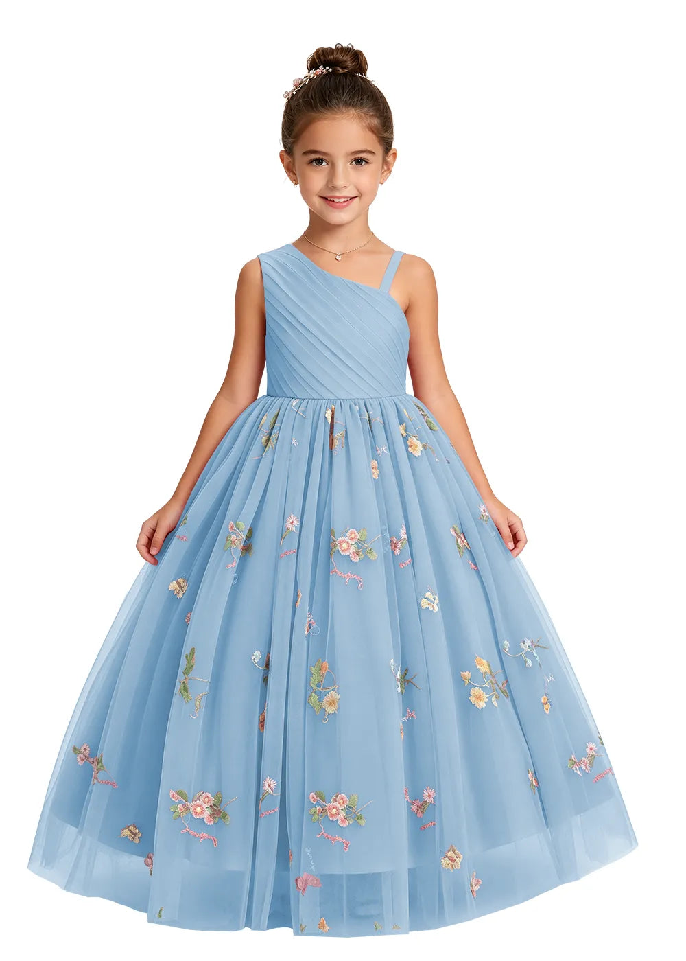 Asymmetric Pleated Girls Princess Dress