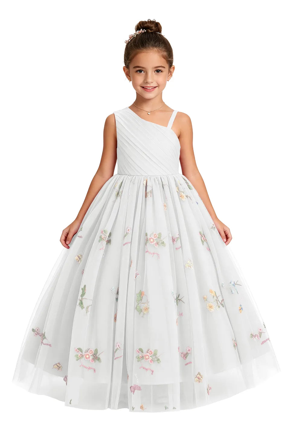 Asymmetric Pleated Girls Princess Dress