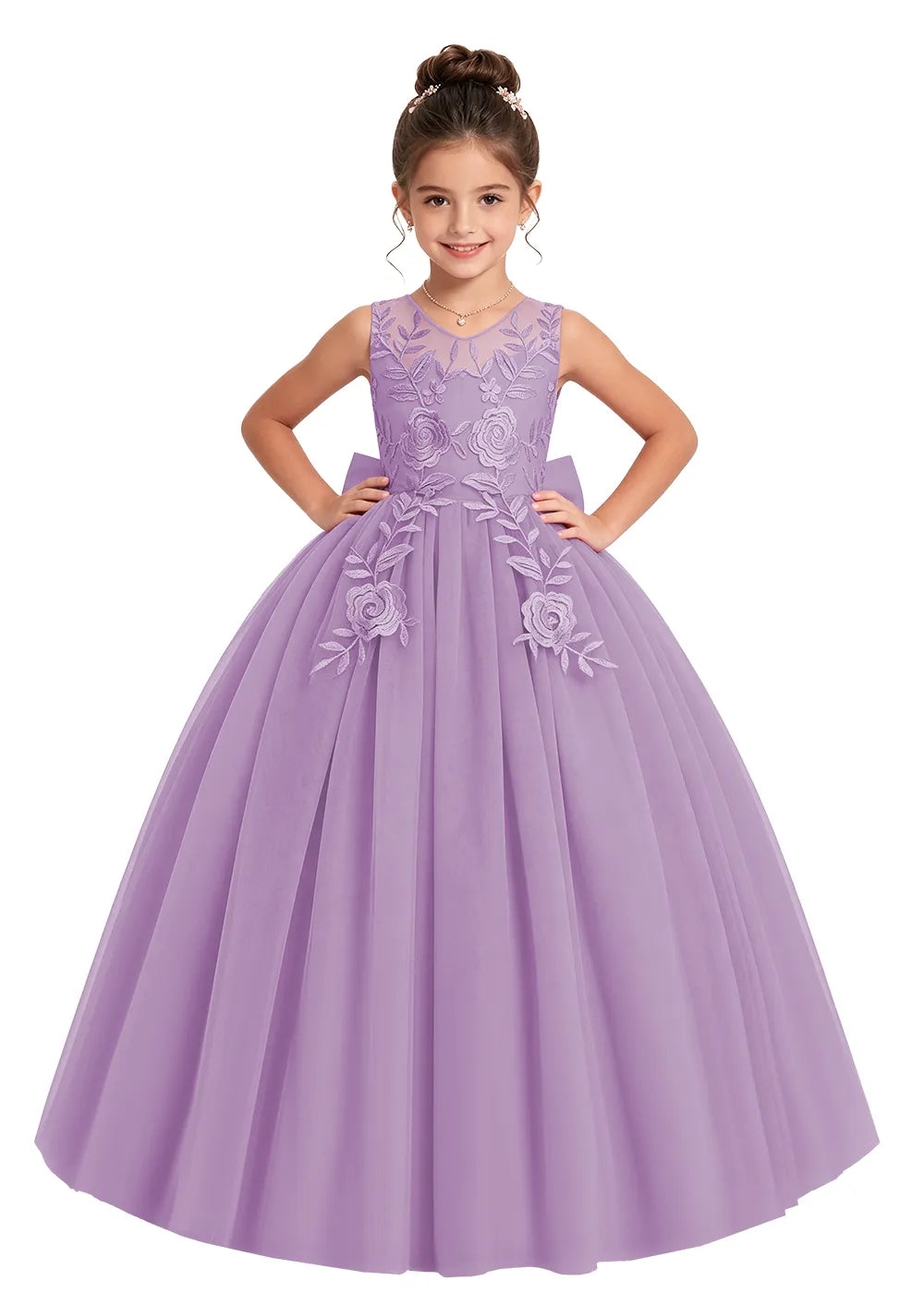 Floral Embroidered Flower Girl Dress