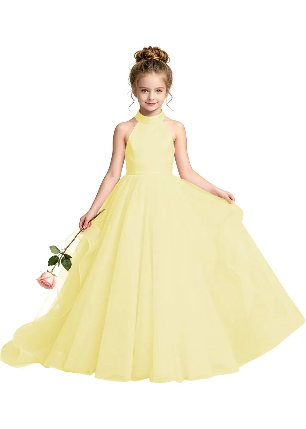 Satin Bodice Tulle Junior Bridesmaid Dress