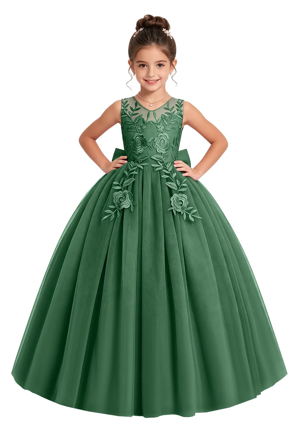 Floral Embroidered Flower Girl Dress