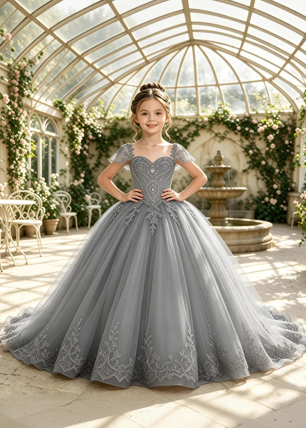 Regal Sequin Lace Princess Pageant Ball Gown