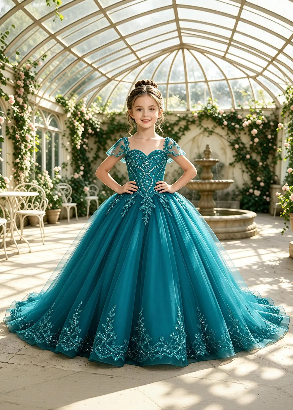 Regal Sequin Lace Princess Pageant Ball Gown