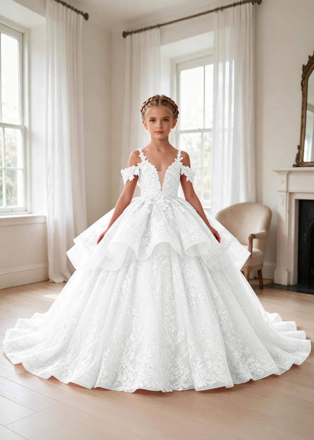 Spitzenkleid mit schulterfreiem Design