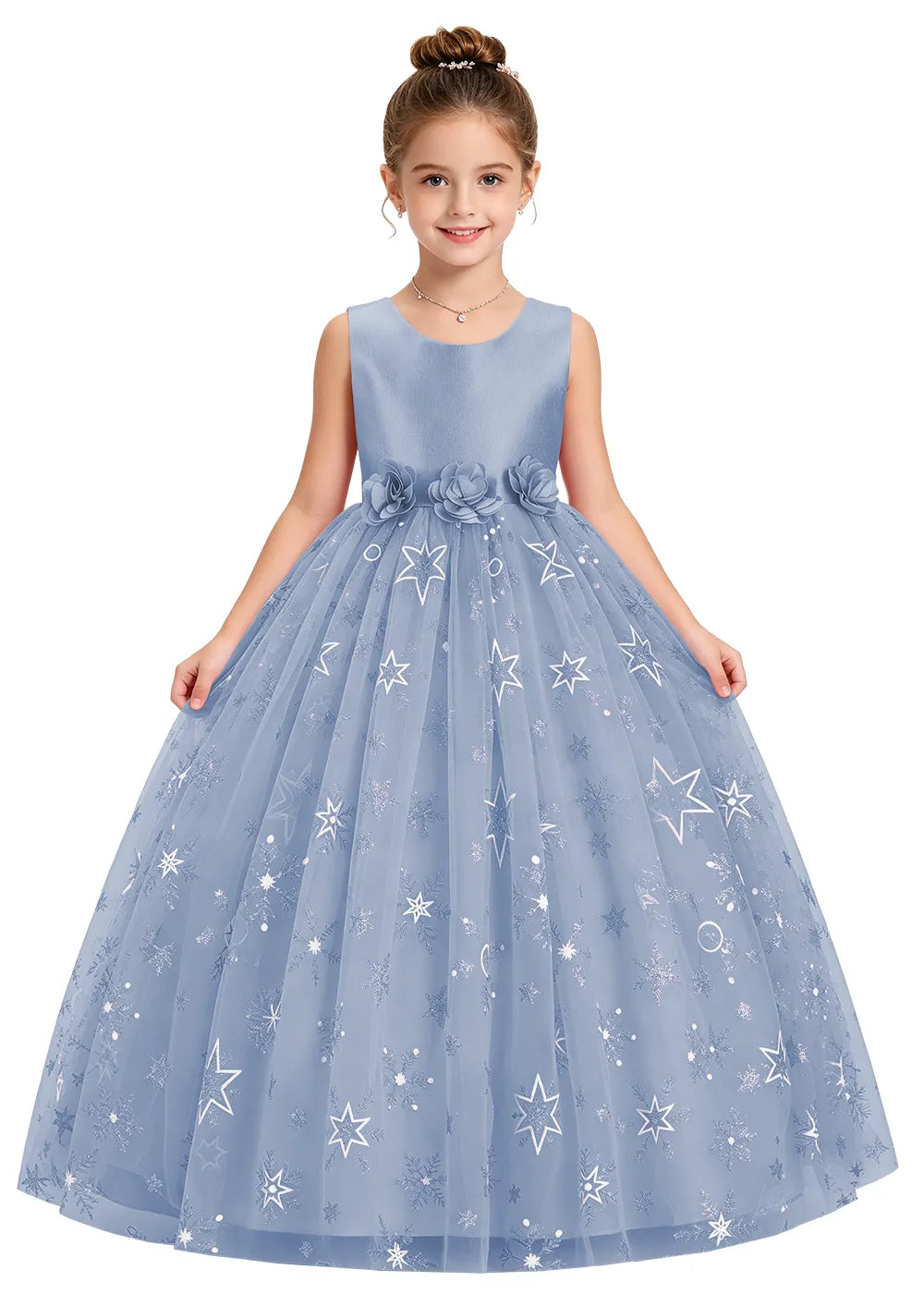 Bow Back Star Glitter Tulle Dress