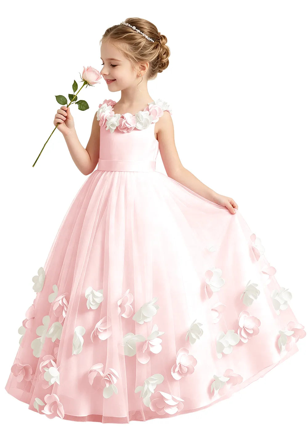 3D Floral Appliqué Tulle Princess Dress