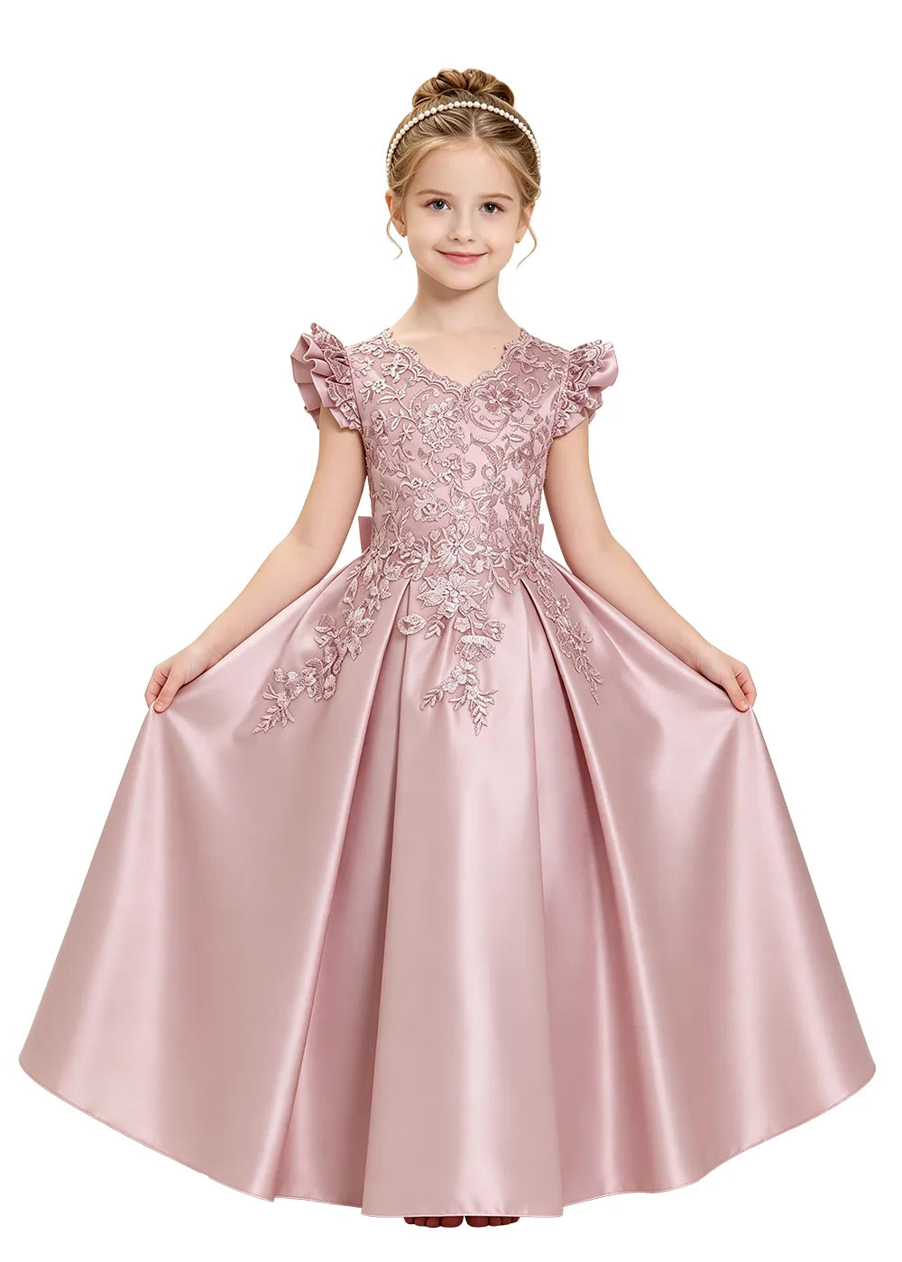 Embroidered Lace Satin Princess Ball Gown
