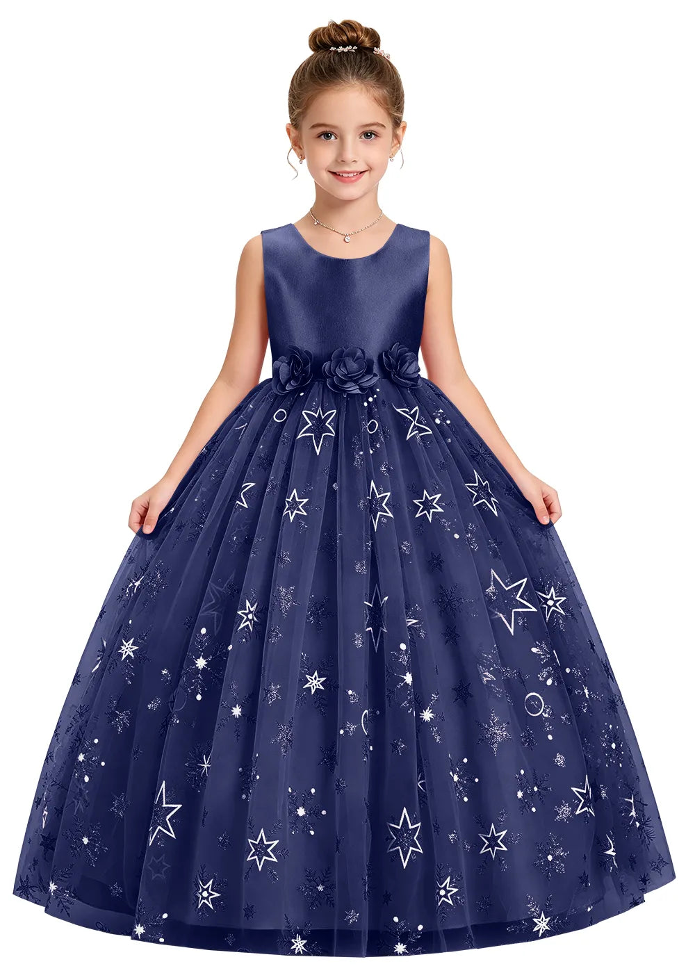 Bow Back Star Glitter Tulle Dress
