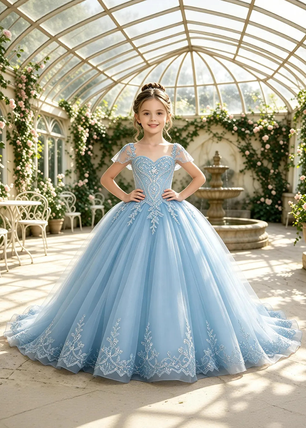 Regal Sequin Lace Princess Pageant Ball Gown